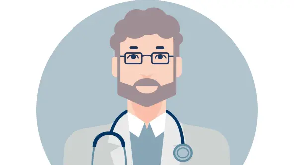 Illustration von einem Arzt mit einem Stethoskop